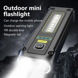Outdoor Mini Flashlight Portable Strong Light Dual Light Source Flashlight with Magnet Work Light Charging Emergency Flashlights