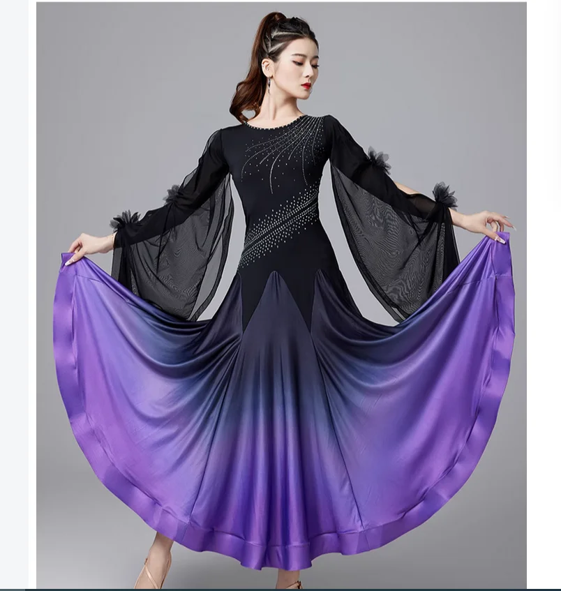 

Modern Dance Skirt Competition Performance Waltz Dance Elegant Hot Diamond Dress