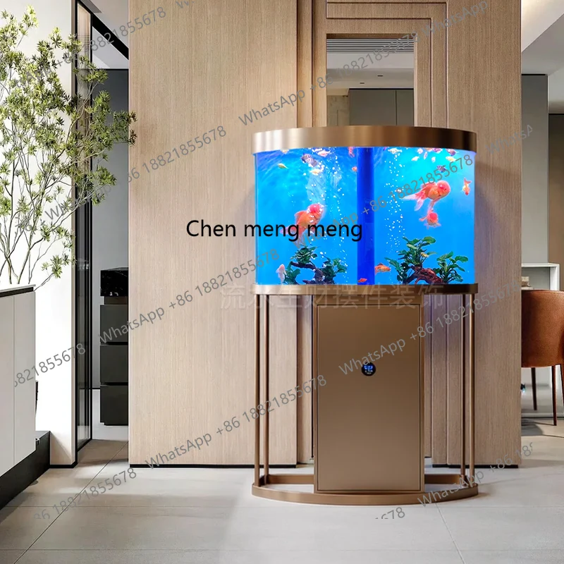 

Smart acrylic goldfish tank living room household medium-sized stainless steel bottom filter water-free aquarium