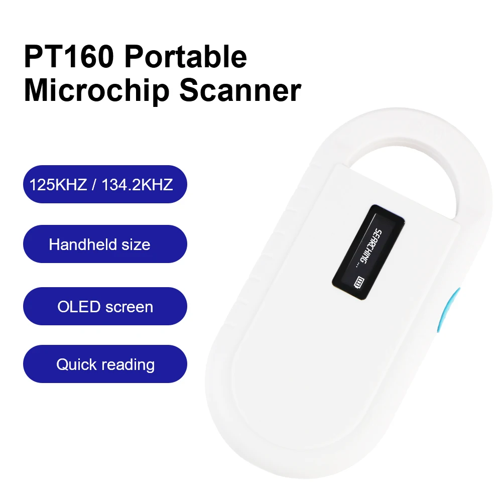 Pembaca ID hewan, pemindai RFID Chip piaraan tampilan LCD Digital ISO IEC 11784/5 FDX-B/EMID 125KHZ / 134.2KHZ cerdas