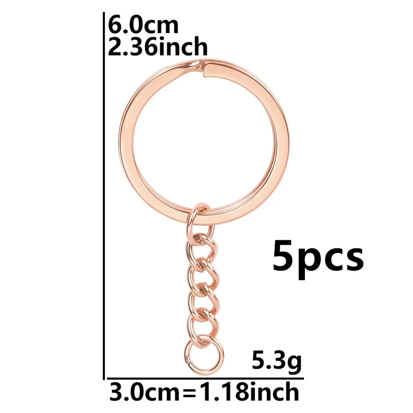 5pcs Stainless Steel Key Chain Accessories for DIY Projects