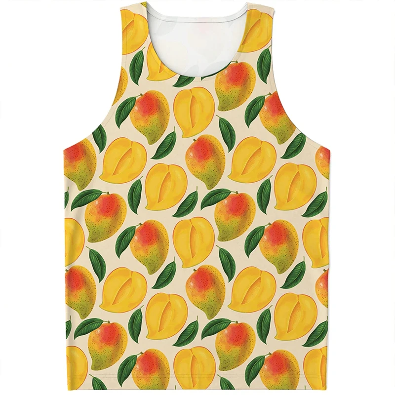 Tropical Fruits 3D Printed Tank Top Strawberry Pattern Sleeveless Vest Mens Shirts Harajuku Streetwear GYM Tees Tops Clothing