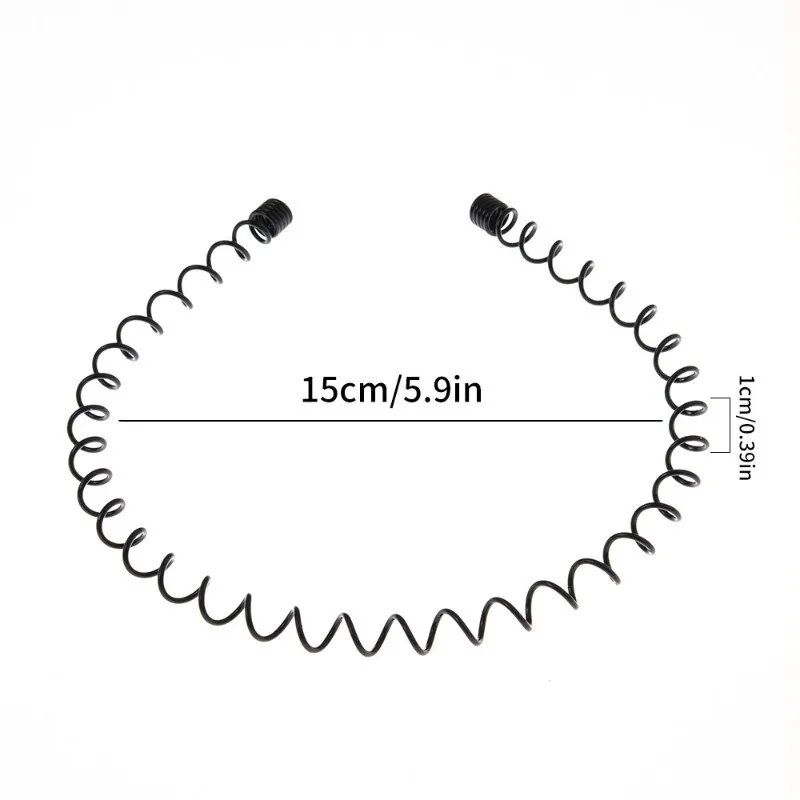 2022 Men Black Metal Hairband Unisex Black Flexible Wavy Hair Head Hoop Band Women Flexible Sports Headband Hair Accessories