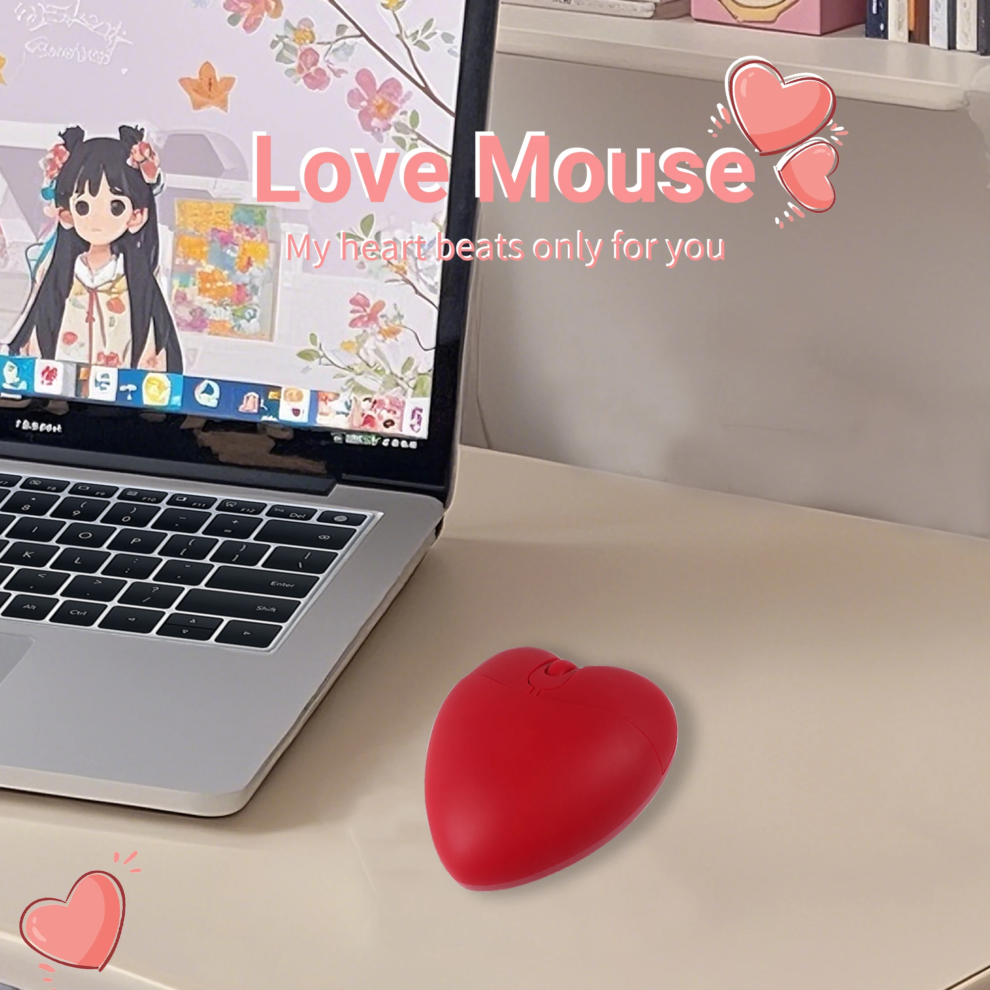 Love Mouse Wireless Or Wired Light Weight 2.4G Bluetooth Dual-mode Portable Ergonomics Design Computer Parts Office Use Mause