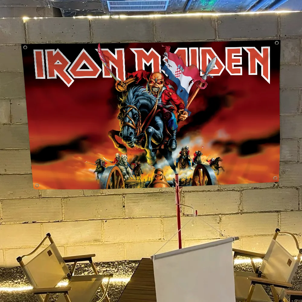 Band I-Iron M-Maiden Creative Pattern Hanging Flag Polyester Printed Banner Hand Pulled Flag