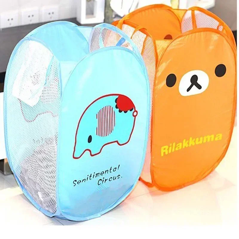 Large Capacity Cartoon Animal Laundry Hamper Breathable Mesh Pop Up Storage Basket Space-Saving Foldable Dirty Clothes Organizer