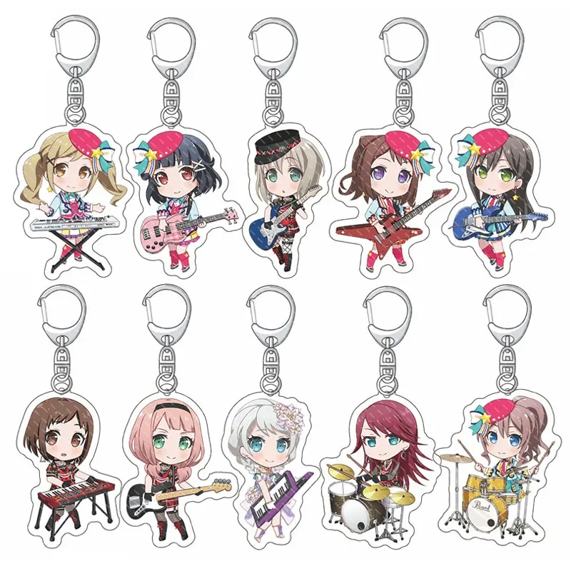 

40 Types BanG Dream Acrylic Keychain Anime Cartoon Figure Toyama Kasumi Hanazono Tae Ushigome Rimi Pendant Keyring Jewelry