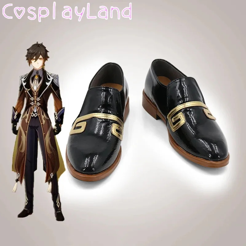 

Game Genshin Impact Zhongli Cosplay Boots Shoes Leather Shoes Cosplay Accessories Halloween Party Shoes for Men Shoes
