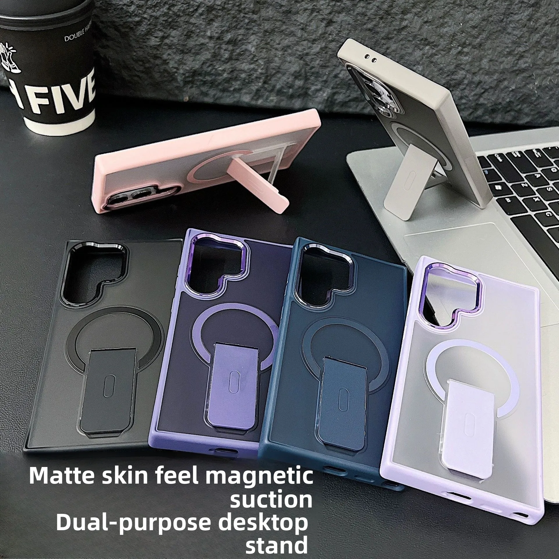 

Luxury Magnetic Wireless Charge For Magsafe Case For Samsung Galaxy S25 S23 Ultra S24 Plus FE Folding Stand Holder Matte Cover