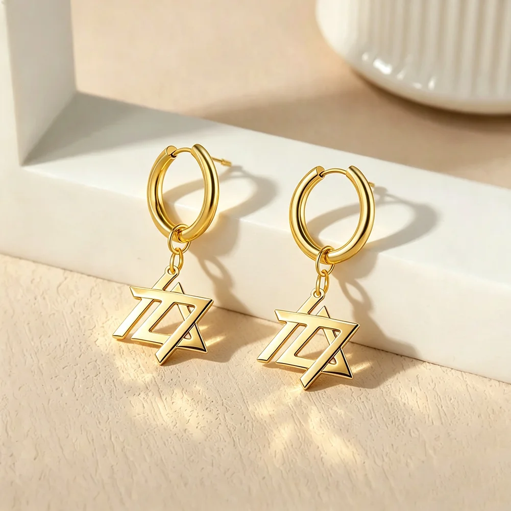 Magen David Chai Pendant Jewish Earrings for Women October 7th Jewish Star Stainless Steel Judaica Hebrew Chai Jewelry Gifts
