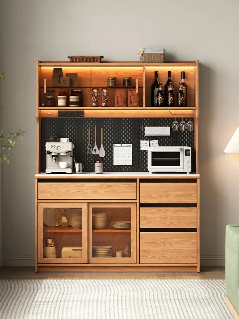 

All solid wood oak dining side cabinet wine cabinet integrated against the wall home kitchen modern simple locker restaurant
