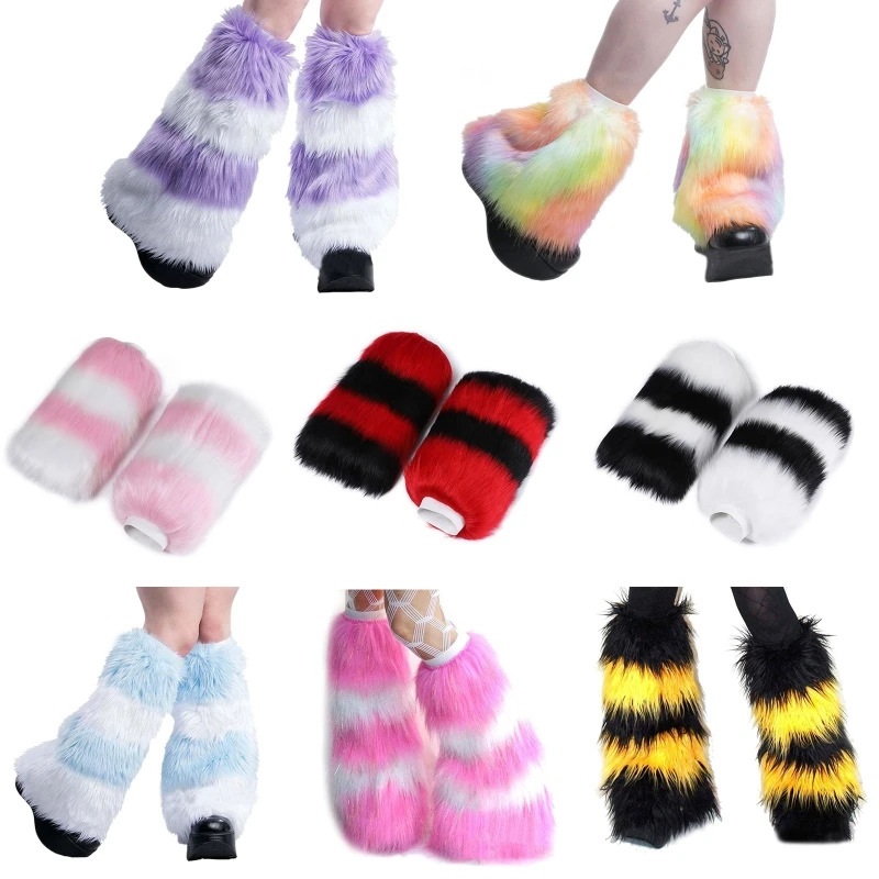 

Faux Fur Cuffs Pile Pile Socks Women Winter Warm Thickened Leg Warmer Cuff Furry Foot Cover Plush Tube