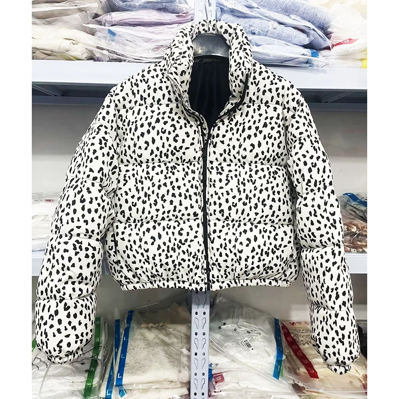 2024 Women\'s Winter Vintage Leopard Print Cotton Jackets Coat Fashion Sexy Parkas Female Outerwears Tops New in Coats Clothes