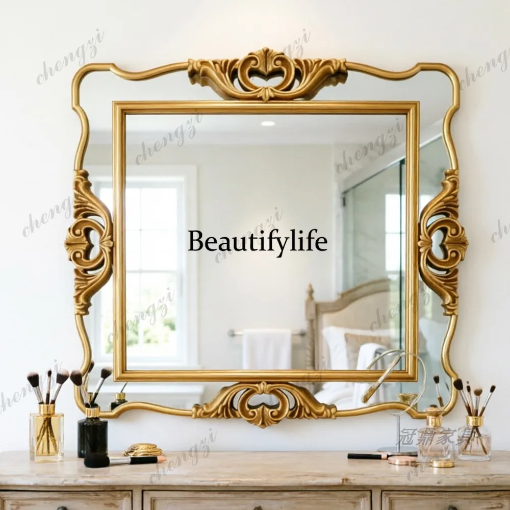 French style gorgeous bathroom wall hanging bathroom mirror household bedroom dresser makeup mirror American style