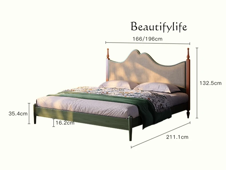 French retro soft bag 1.8 double bedroom household solid wood bed 2025 new Chinese light luxury medium and ancient style