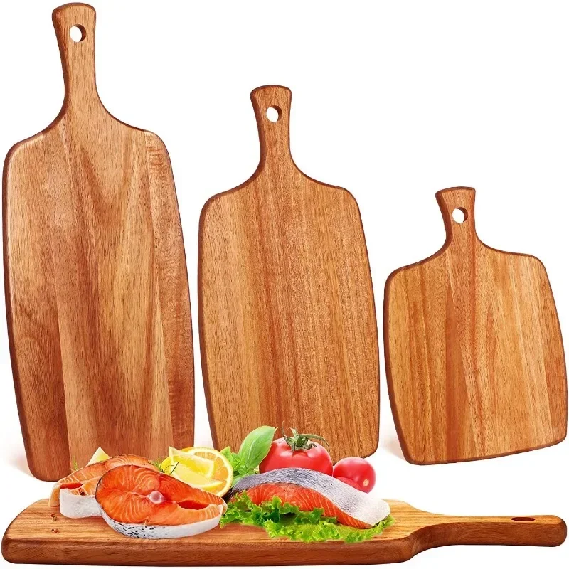 

Solid Wood Chopping Blocks Cutting Board Kitchen Fruit Deli Board Portable Cheese Boards for Home Outdoor Camping Picnic