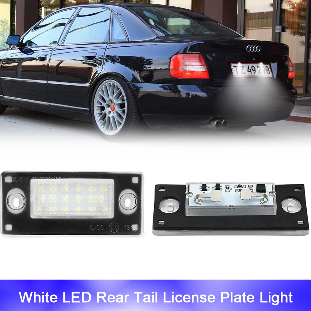 

2pcs White LED Rear Tail License Number Plate Lights Canbus For Audi A4 S4 B5 A3 S3 8L LCI Facelifted RS4 Avant Quattro 6000K