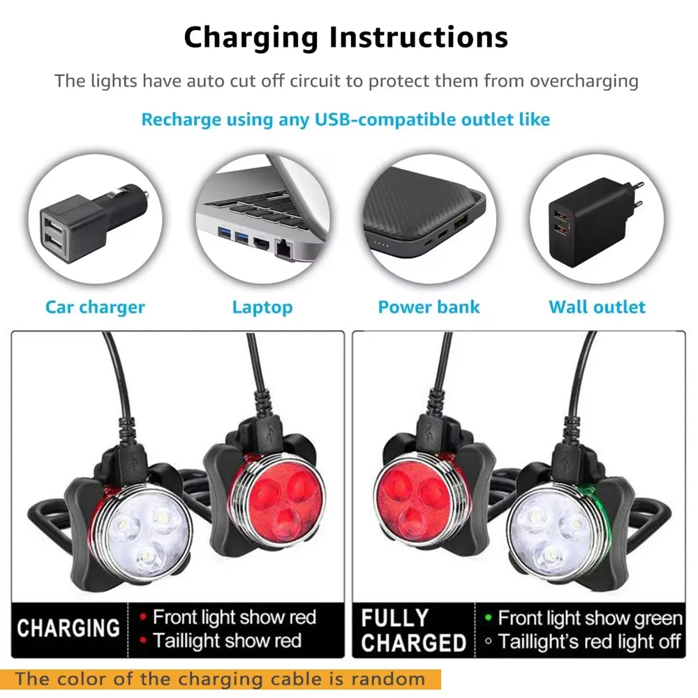 LED Bicycle Front Rear Light USB Rechargeable Portable Clip Taillight for MTB Road Bike Night Safety Riding Cycling Accessories