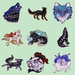 Skull Wolf Enamel Pin Okami Metal Brooches Dark Romance Brooches Animal Wild Life Lapel Badge Demon Art Decoration Jewelry Gift