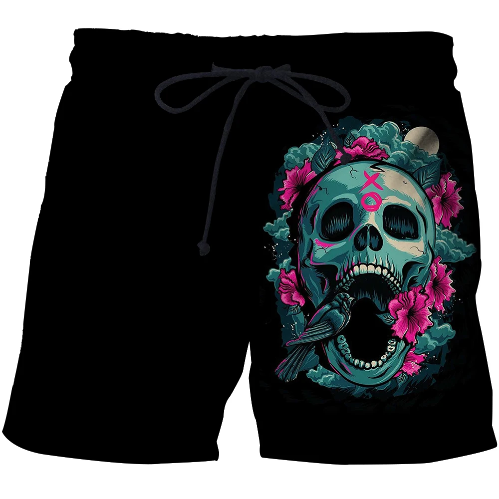 Summer funny shorts Bermuda shorts and board pants Men\'s sports shorts Summer mens skull beach shorts 3D printed graphic shorts