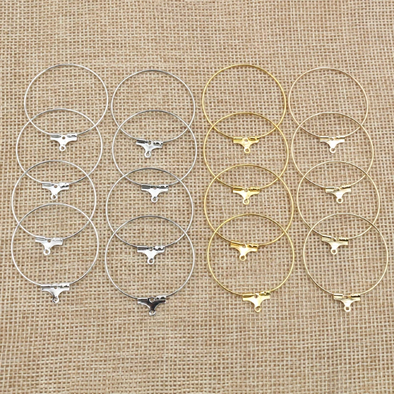 30pcs 20 25 30 35 40 45mm Hoops Earrings Big Circle Ear Wire Hoop Earrings Findings For DIY Jewelry Making Supplies Accessories