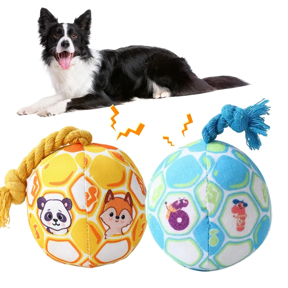 Interactive Ball Dog Toy for Aggressive Chewers Training Decompress Bite Resistant Plush Handle Dog Toys with Bells Pet Supplies