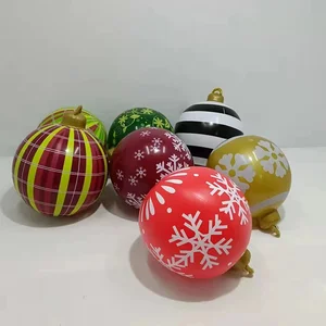 نفخ عيد الميلاد الطباعة بالون ، عيد الميلاد الكرة كبيرة جدا ، تصميم مضحك ، رقاقات الثلج ، في الهواء الطلق ، زخرفة الفناء ، 60 سم أفضل 10 مبيعات بابا نويل كلوز كبير 60 سم - رقم 8