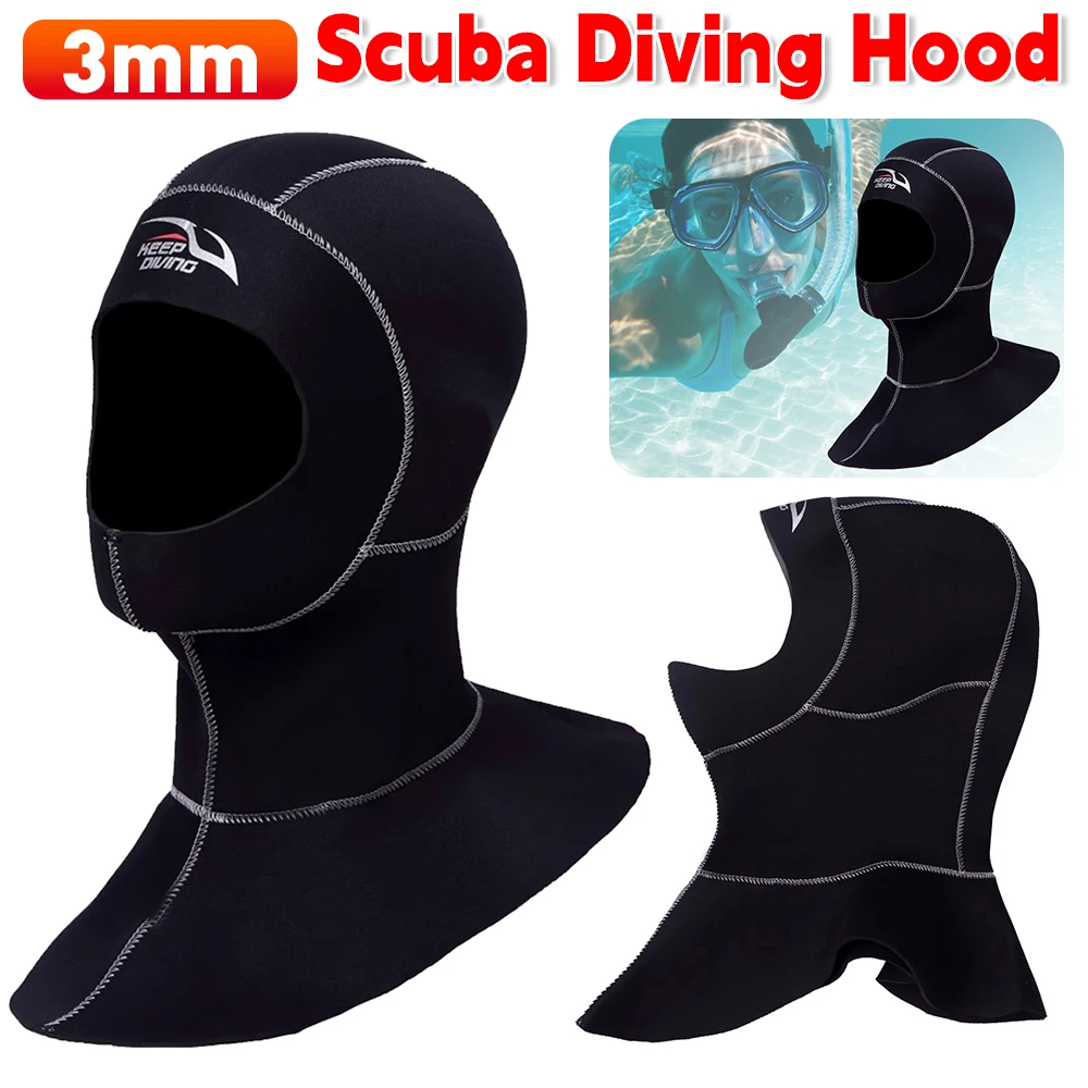 Neoprene Cap 3mm Swimming Hat With Shoulder for Men Women Diving Swimsuit Cap Scuba Diving Hood Wetsuit for Swimming Snorkeling