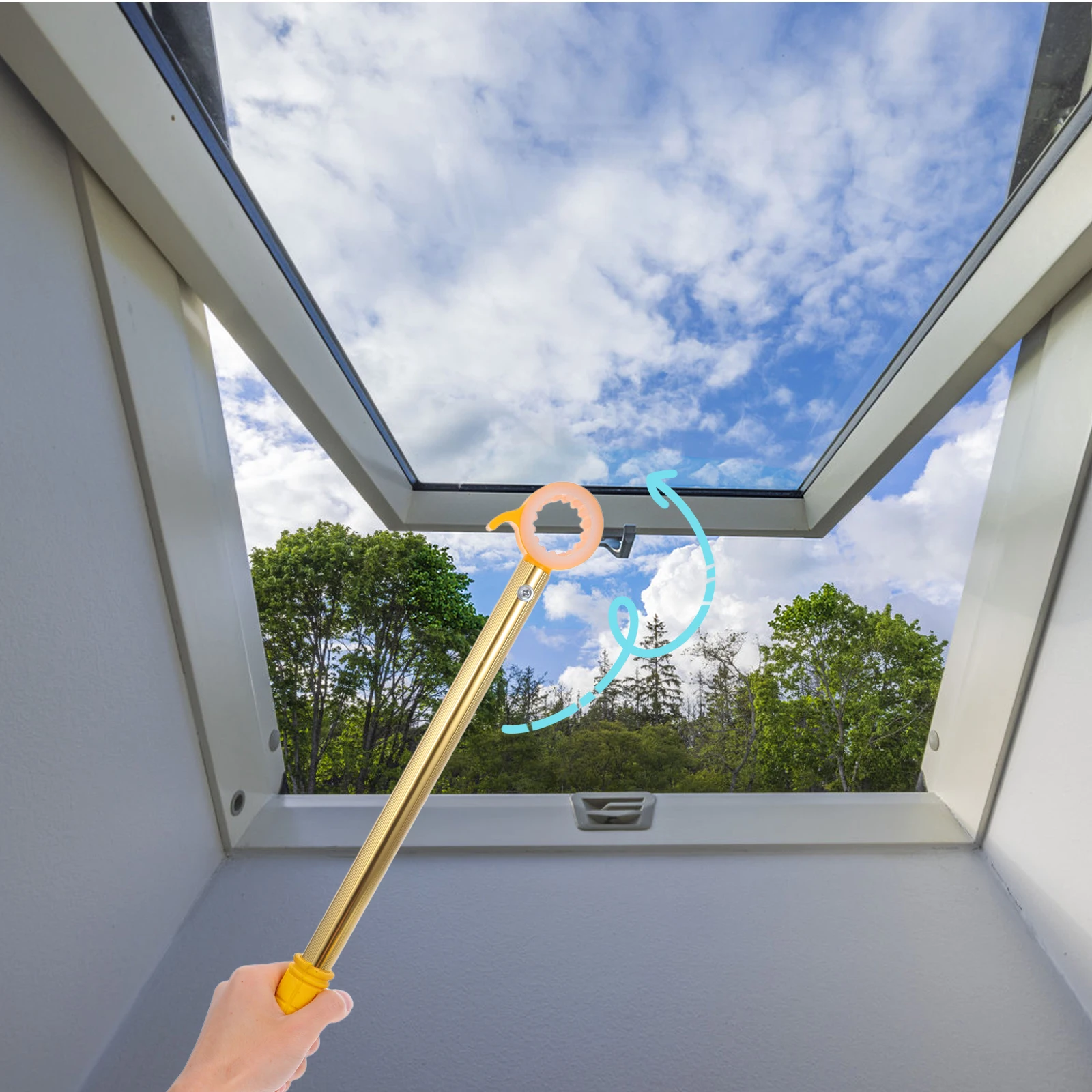 

Long O-Shaped Window Opener Push Pull Rod Universal Blind Assistant Alloy Manual Support Tool For Bay Sliding Windows Easy