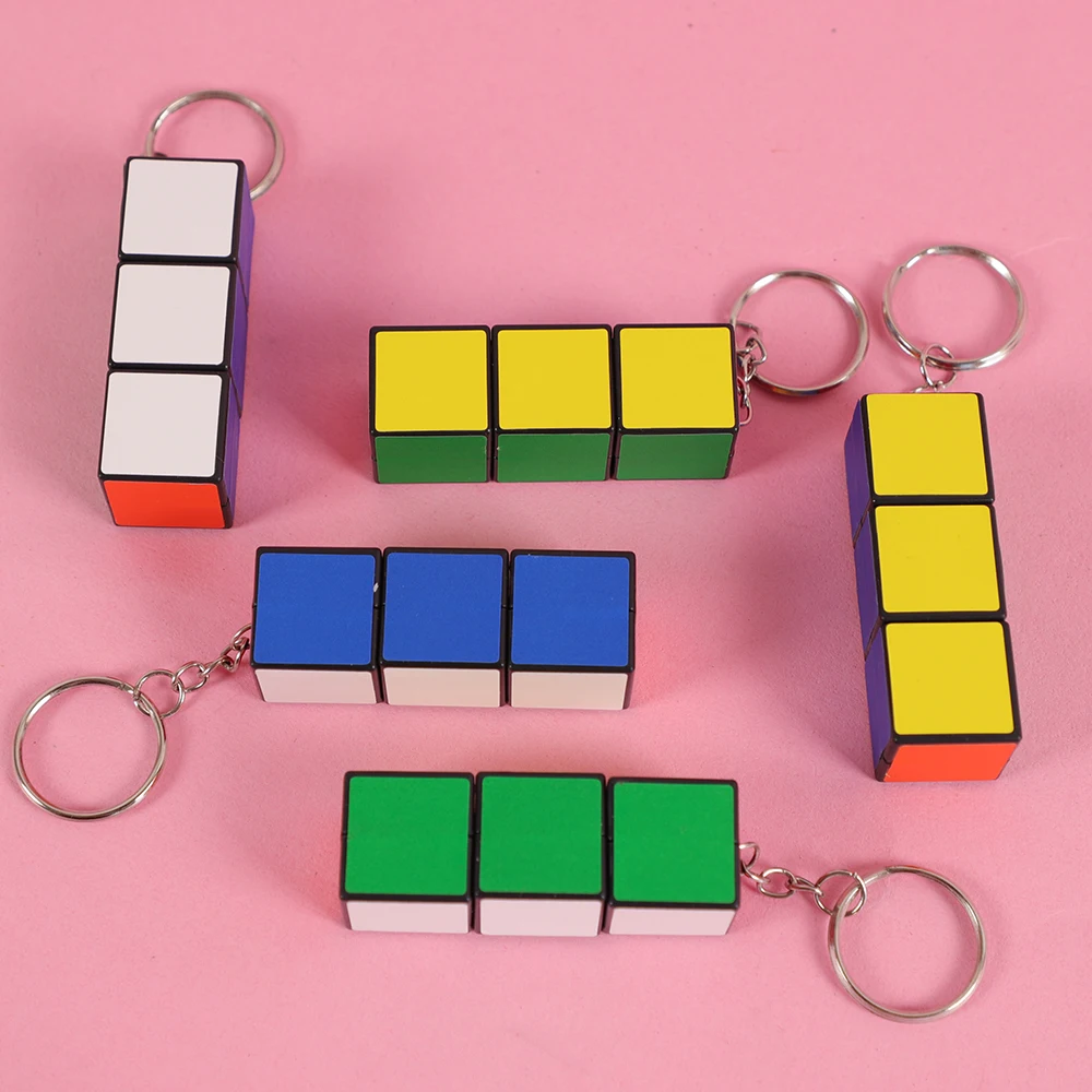 6pcs Rectangle Magic Cube Keychain Early Educational Puzzle Toys for Kids Birthday Party Favors Gifts Goodie Bag Pinata Fillers