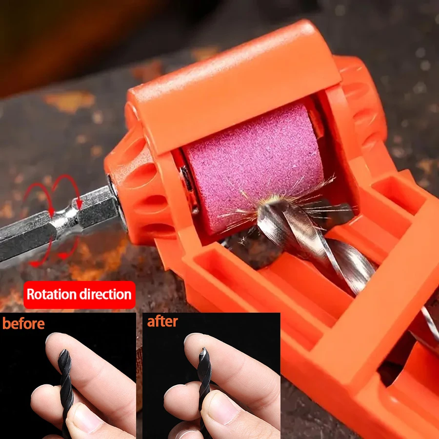 Orange Portable Grinding Drill Bit Sharpener, Used for Grinding Drill Bits to Maintain Their Sharpness