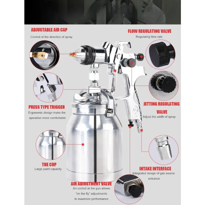 High Quality HVLP Automatic Car Spray G u n AS1009S Large Capacity Tank High Atomization Technology Spraying Tool