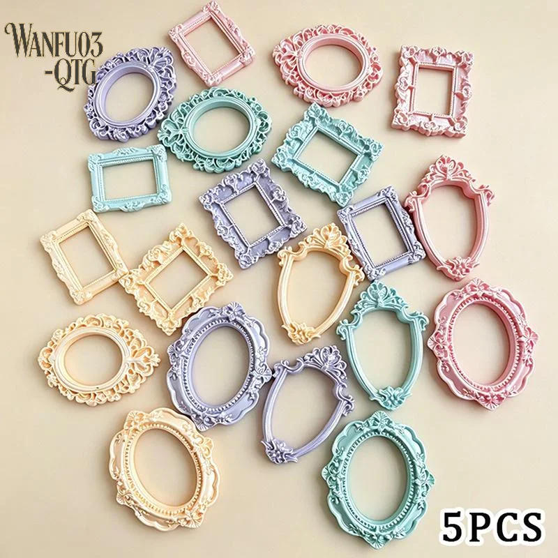 Hot Sale 5Pcs Retro Pearlescent Colored Resin Mini Photo Frame DIY Accessory For Phone Case Fridge Decoration Craft Supplies