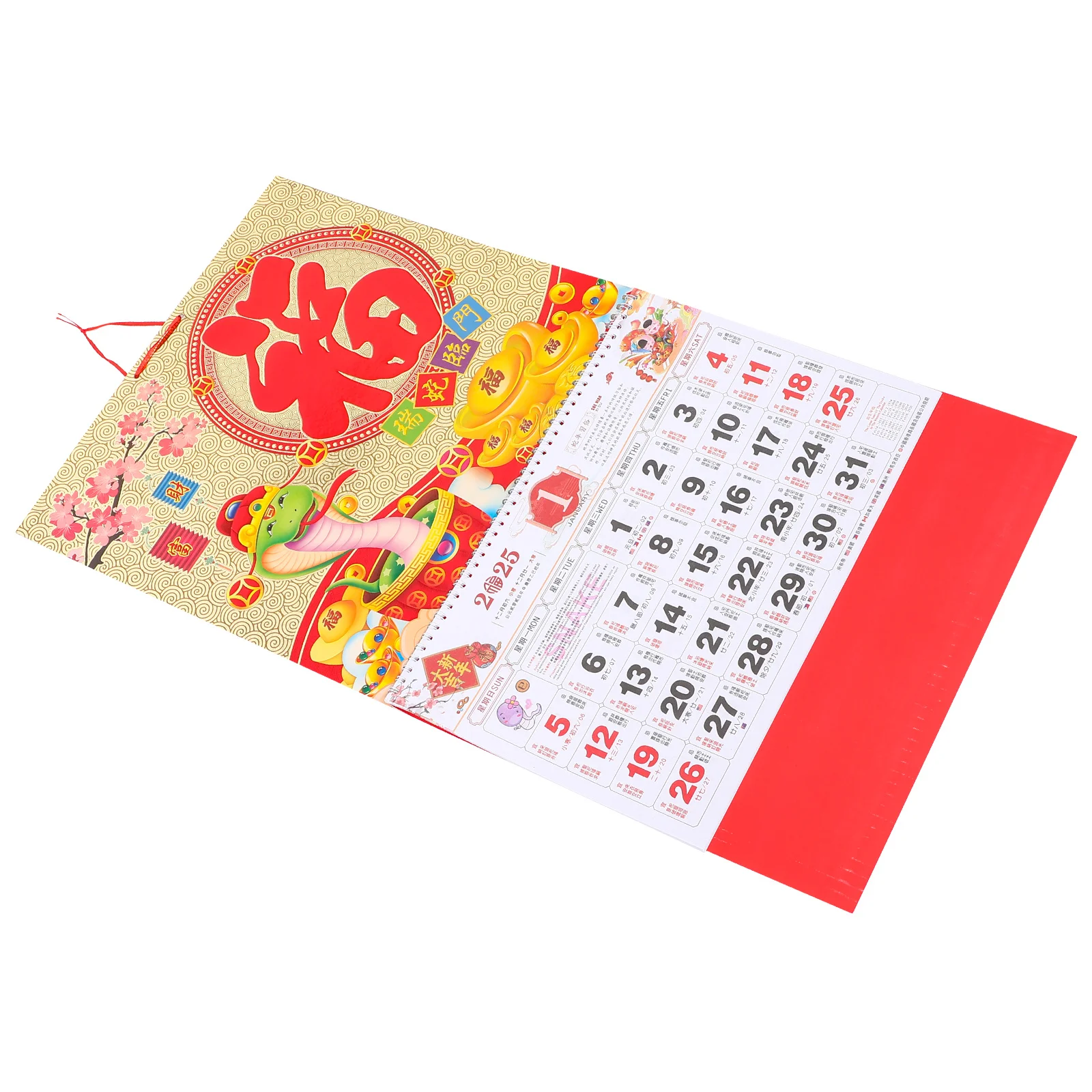 

Chinese Theme 2025 Wall Calendar Hanging Snake Year Calendar for Home Office Daily Monthly Planner Clear Printed Decorative