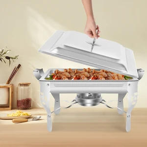 Piring Gesekan Baja Tahan Karat 6L / Wadah Penghangat Katering Penghangat Tutup untuk Kompor Swalayan Katering Prasmanan Pesta Kompor Swalayan Persegi 8 hidangan sekam penjualan terbaik - №