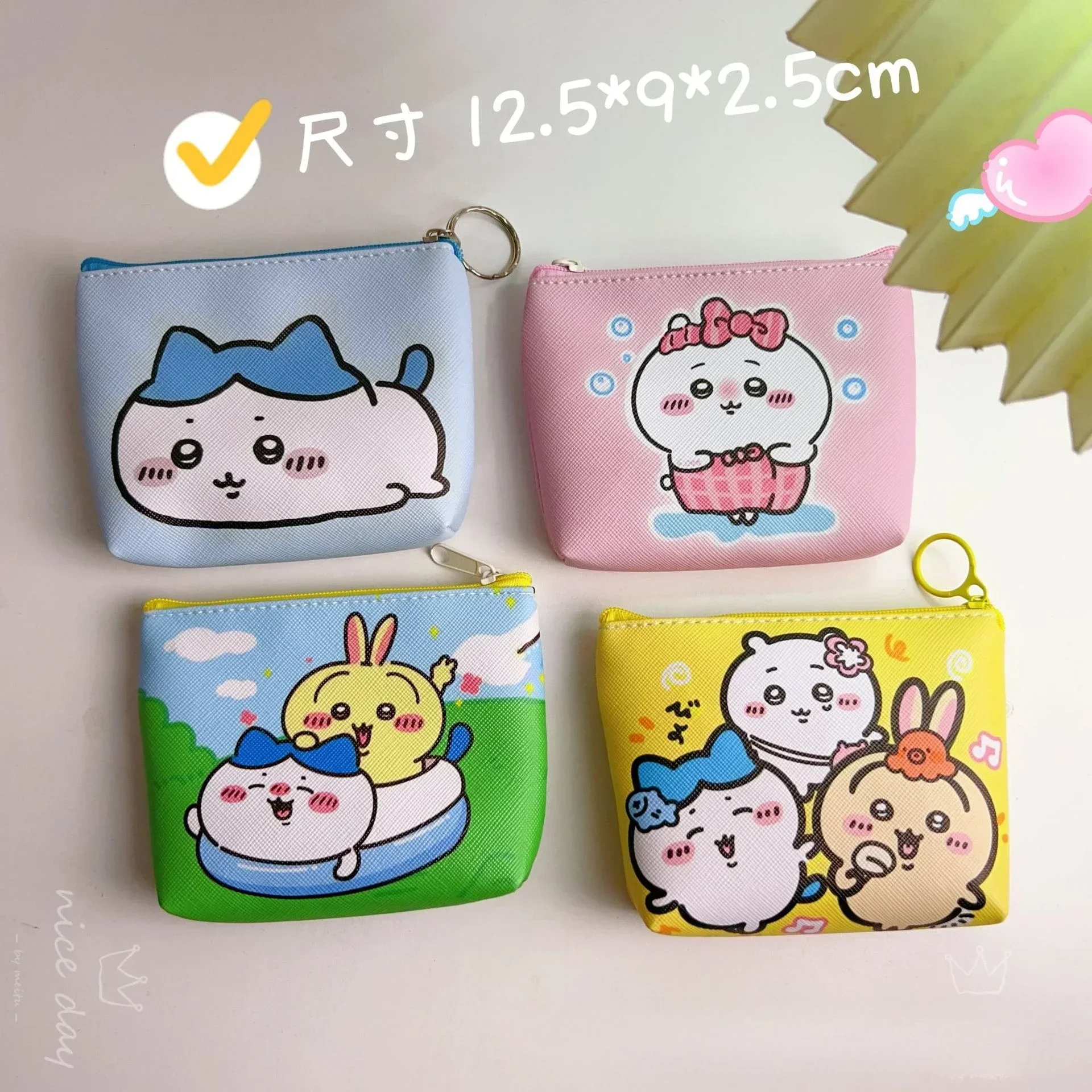 Monedero de cuero PU impermeable con diseño de Chiikawa, mini billetera con cremallera, bonita bolsa para mujer, niña y estudiante, regalo de Navidad 2026