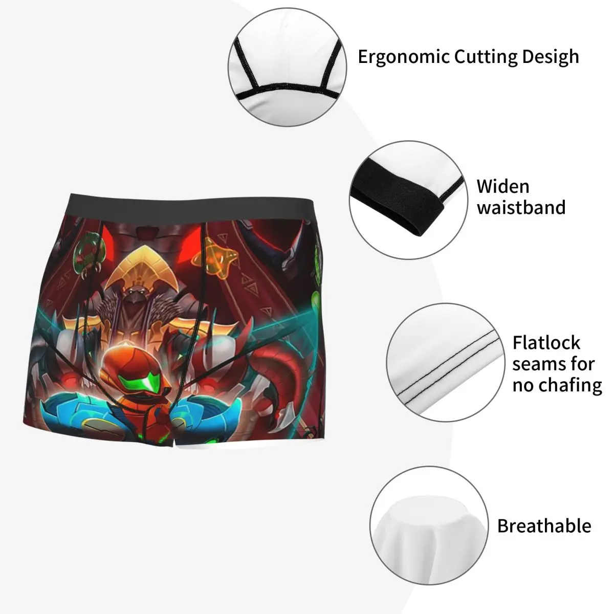 복서 팬티 반바지 메트로이드 드레드 메트로이드 사무스 아란 팬티 남성 편안한 속옷 옴므 남자 남자친구 선물