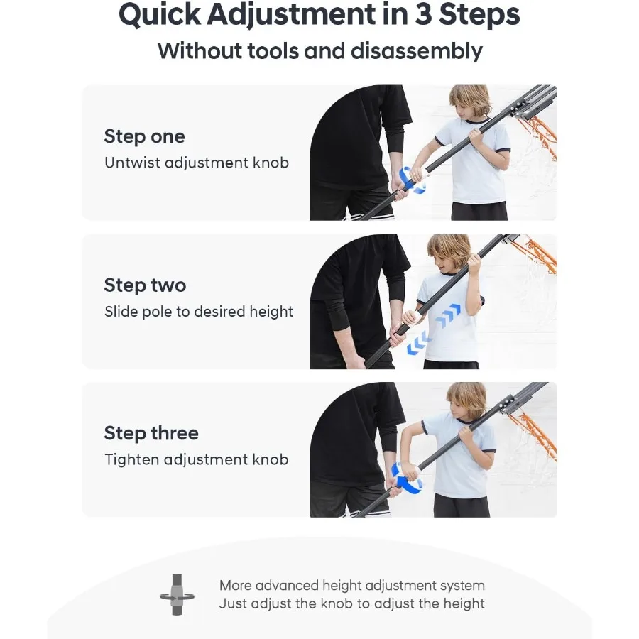 HEROPRO バスケットボールフープ 調節可能 3.310フィート 40インチの耐衝撃性バックボード付き ポータブルバスケットゴール 若者・ティーン向け 屋外・屋内用