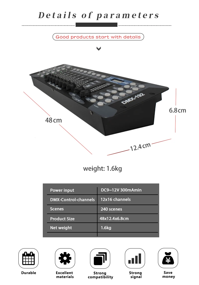 2PCS/SET 192 DMX Controller Stage Lighting DMX512 Console for LED Par Moving Head Beam Wash Spotlight Stage Effect DJ Equipment