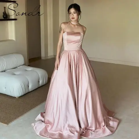 Sondr 공주 한국어 웨딩 스냅 드레스 새틴 이브닝 드레스 Strapless 코르셋 뒤 바닥 길이 파티 드레스 사용자 정의