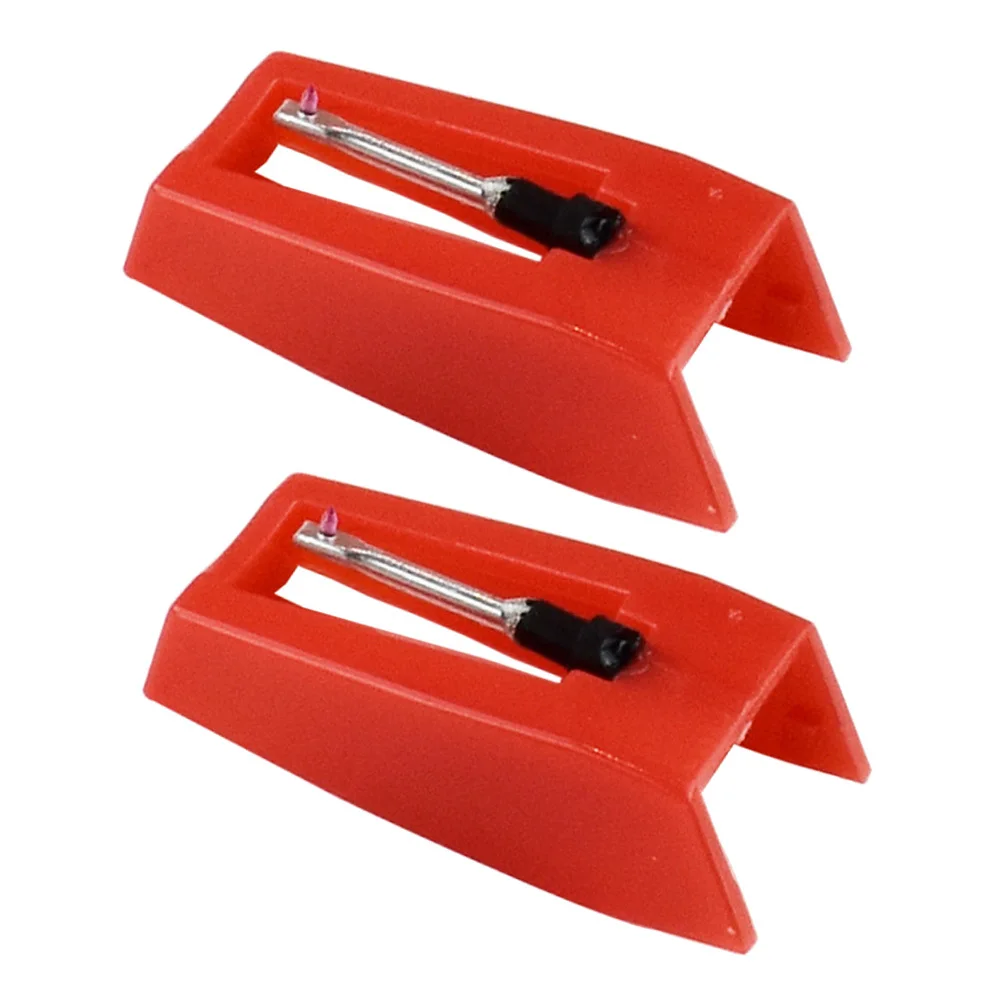 1 زوج الأحمر خمر القرص الدوار إبرة القلم استبدال الحاكي مشغل تسجيل ملحق سهلة التركيب إبرة الماس المخروطية #2