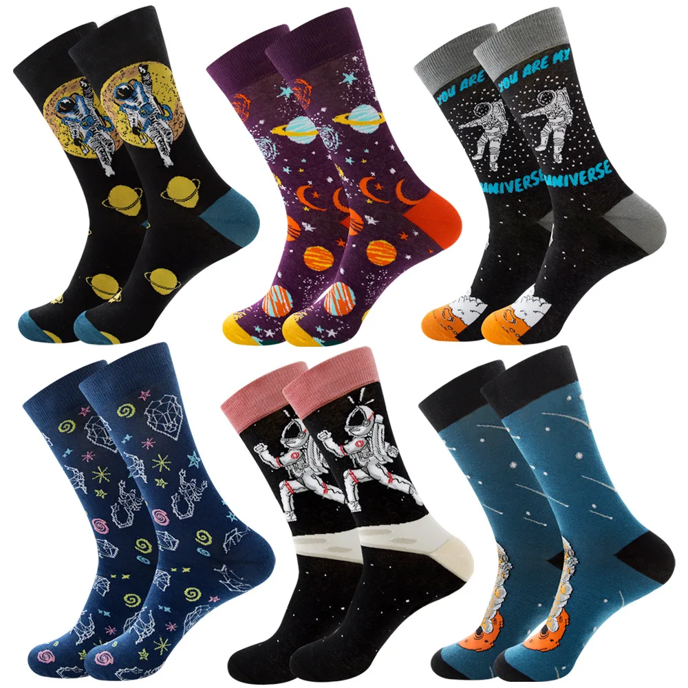 6 pairs lot pack men women socks street personality fashion stripe Funny fruit Universe series happy New product Explosion socks