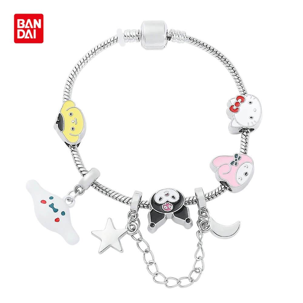 

Bandai Sanrio Charms Bracelet Hello Kitty Kuromi Melody Cinnamoroll Pom Pom Purin Beads Pendant Bracelet Cartoon Charm Bangle