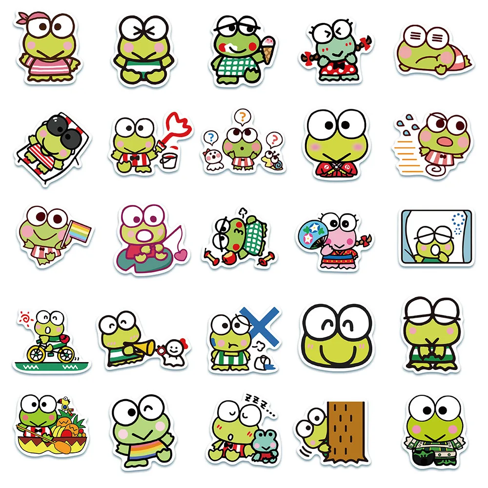 10/30/50pcs słodkie KEROKERO KEROPPI Cartoon naklejki wodoodporne DIY etui na telefon gitara Laptop PVC Sanrio Anime naklejki dla dzieci dziewczynka