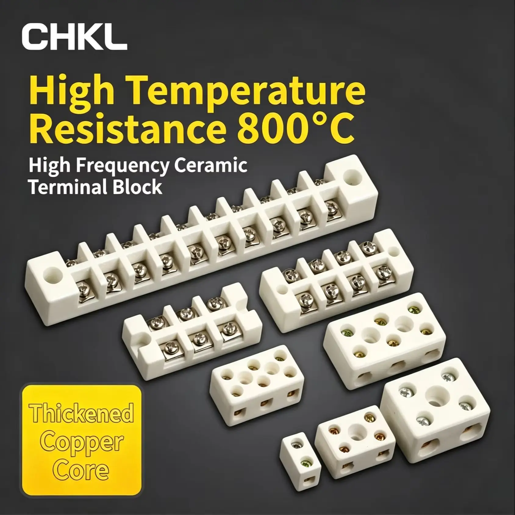Ceramic Terminal Block 5 Hole High Temp Insulated Terminal Strip High Frequency Ceramic Stud for Electric Oven