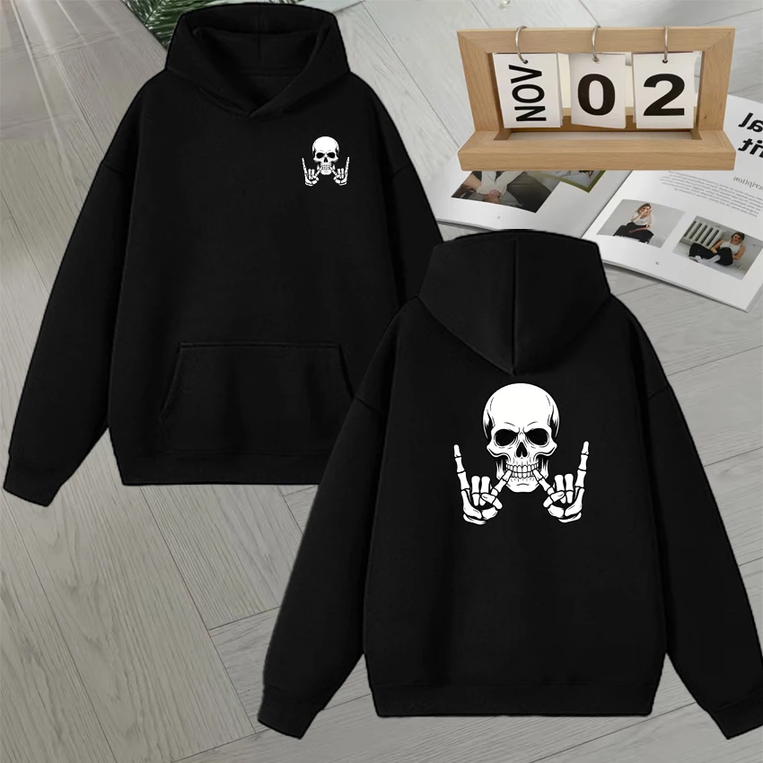 

Skull Hand Dark Double Sided Print Pullover Autumn Winter Sweatshirt Men Women Hoodie Bodywarmer Fleece Long sleeve Sweatshirts