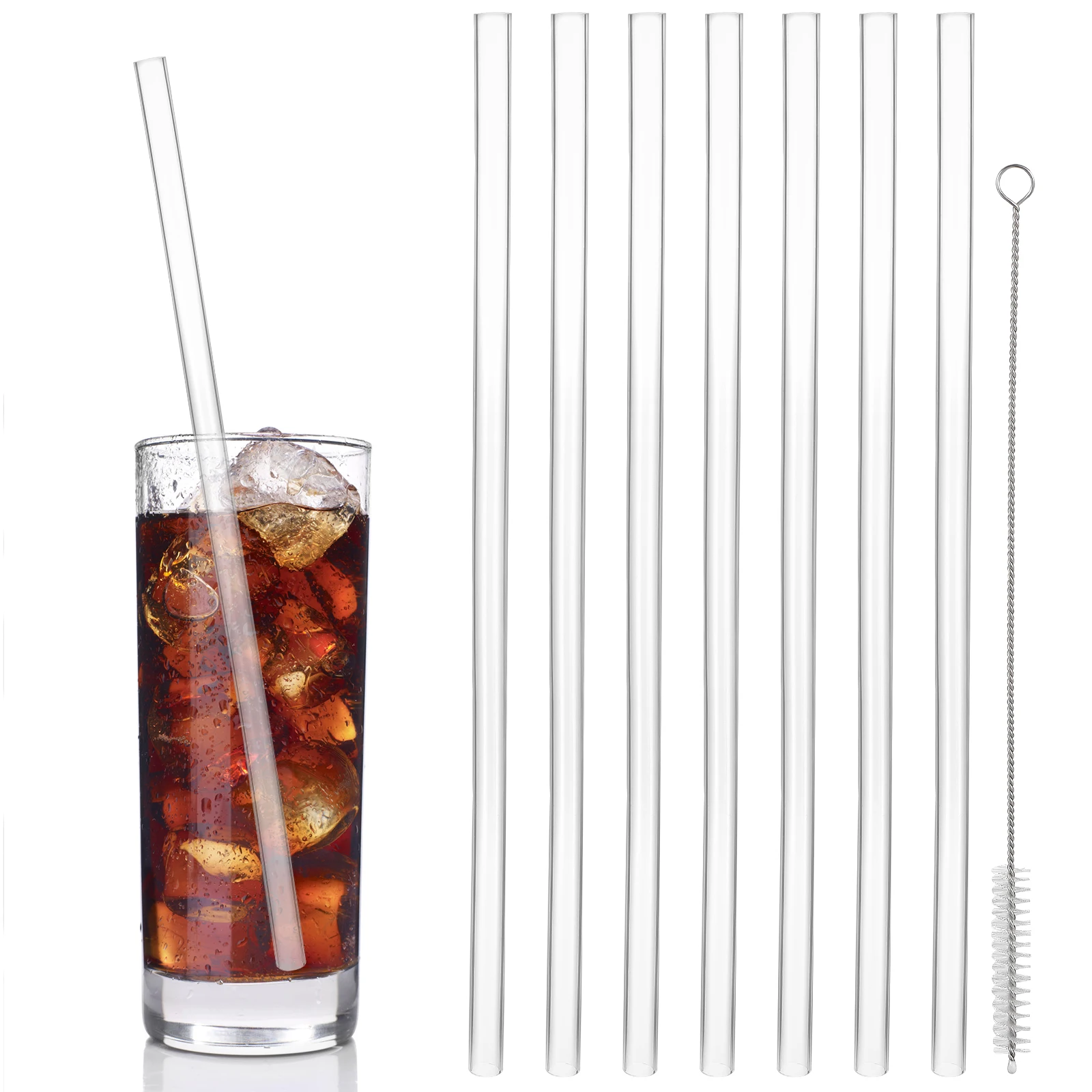 

8 шт., силиконовый набор соломинок, щетка для чистки бутылок, жемчужный стакан для чая с молоком, многоразовый прозрачный стакан