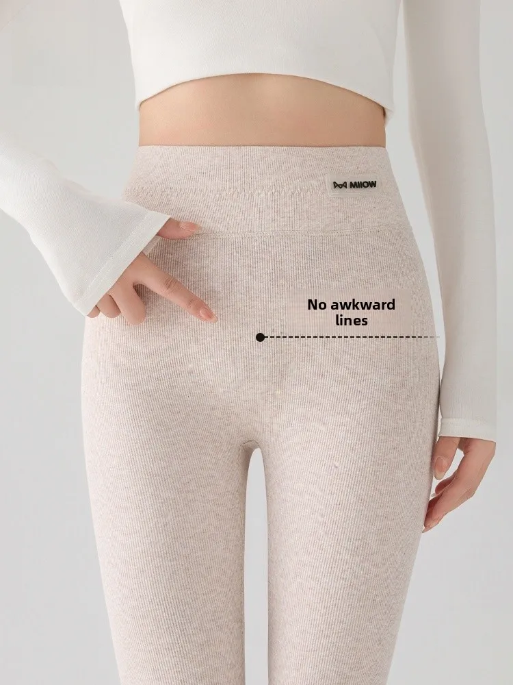 Cintura alta Thiened Fce arkskin Calças Mulheres Yoga Fitn Calças Outono Inverno Quente Casual Algodão Mistura de Poliéster