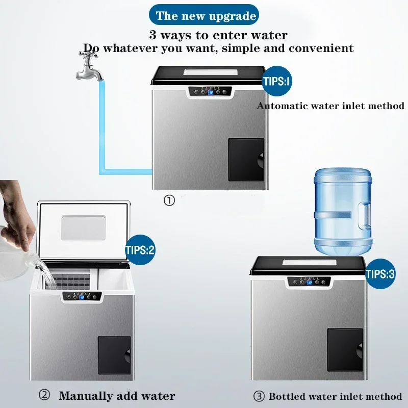 40KG gospodarstwa domowego wielofunkcyjny dozownik wody maszyna do robienia kostek lodu komercyjna kostkarka do lodu sklep z herbatą mleczną maszyna