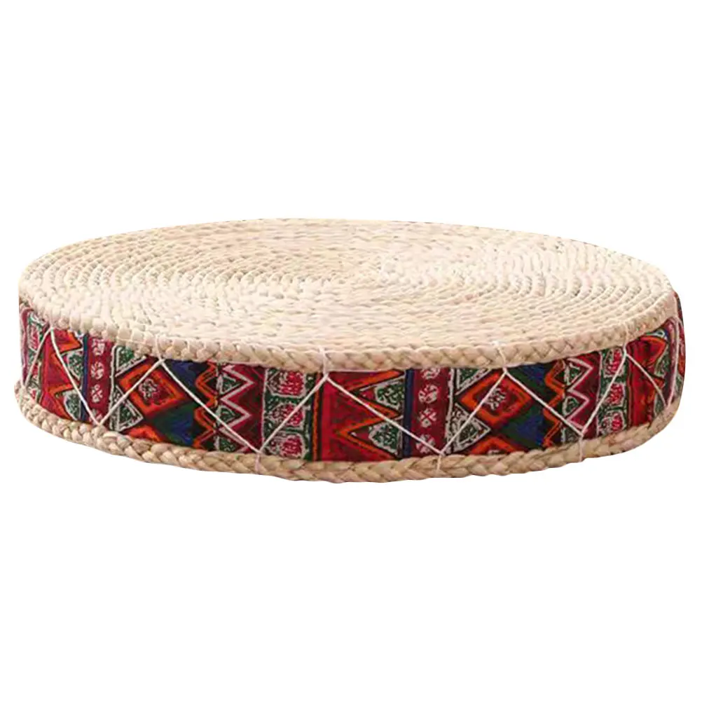 

Handmade Round Braided Seat Woven Floor Meditation Pillow Japanese Straw Cushion For Bedroom Outdoor Swing Traditional